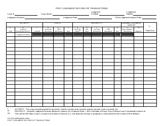Document preview: Form CIV-543 Post Judgment Record of Transactions - Alaska