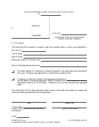 Document preview: Form DR-485 Confirmation of Registered Child Custody Order - Alaska