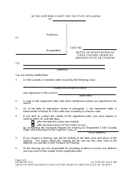 Document preview: Form DR-483 Notice of Registration of Child Custody Order of Another State or Country - Alaska