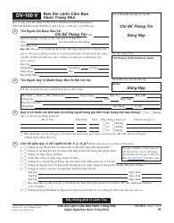 Document preview: Form DV-100 V Request for Domestic Violence Restraining Order - California (Vietnamese)