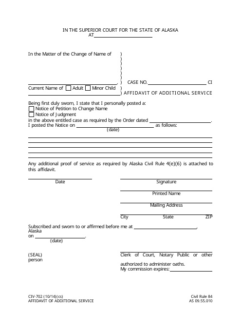 Form CIV-702  Printable Pdf