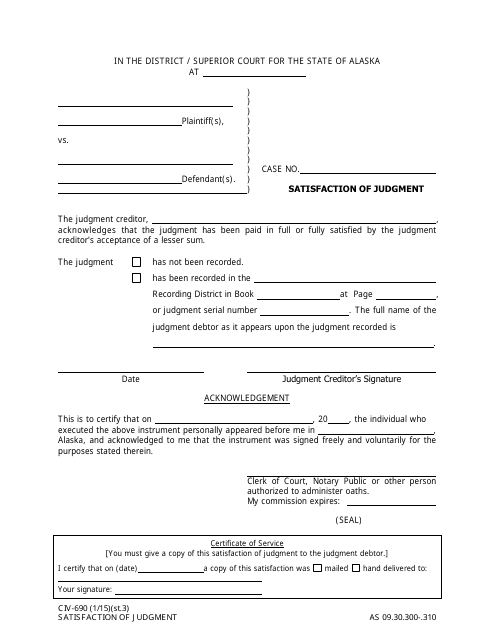 Form CIV-690  Printable Pdf