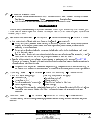 Form DV-110 Temporary Restraining Order - California, Page 2