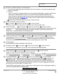 Form DV-110 Temporary Restraining Order - California, Page 3