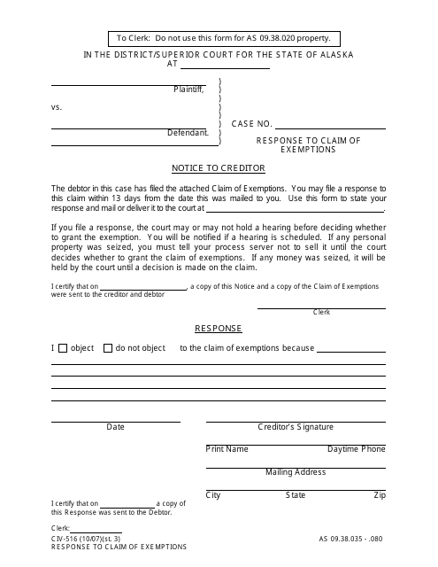 Form CIV-516  Printable Pdf