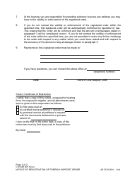 Form CIV-645 Notice of Registration of Foreign Support Order - Alaska, Page 2