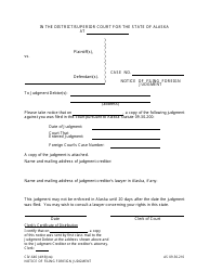 Document preview: Form CIV-640 Notice of Filing Foreign Judgment - Alaska
