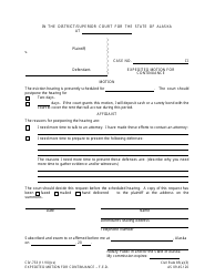 Document preview: Form CIV-733 Expedited Motion for Continuance - Alaska