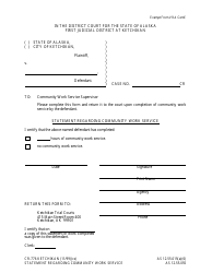 Document preview: Form CR-776 Statement Regarding Community Work Service - City of Ketchikan, Alaska