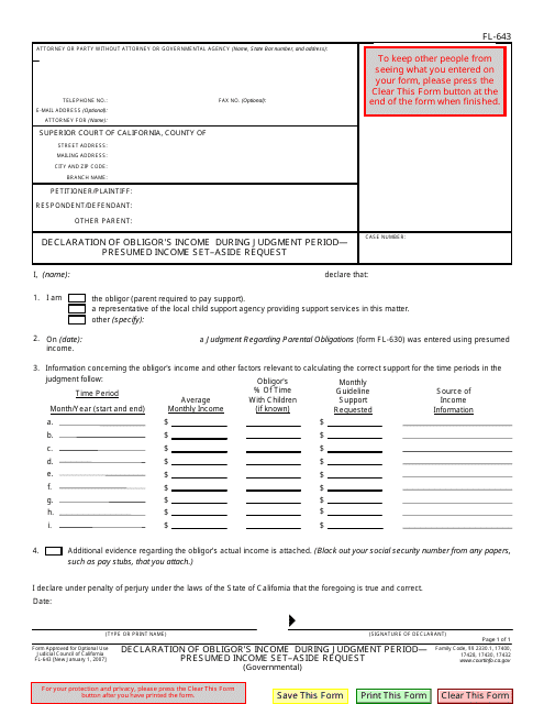 Form FL-643  Printable Pdf