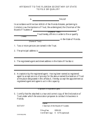 Form CR2E063 Affidavit to the Florida Secretary of State to File or Qualify - Florida