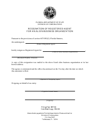 Form INHS70 Resignation of Registered Agent for an Alien Business Organization - Florida, Page 2