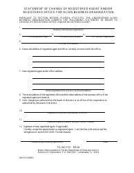 Form INHS23 Statement of Change of Registered Agent and/or Registered Office for Alien Business Organization - Florida, Page 2