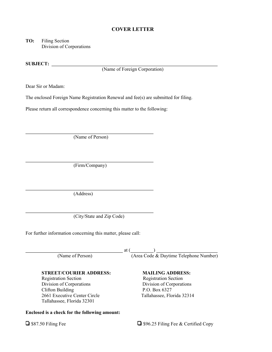Form CR2E018 Renewal Application for a Foreign Name Registration for Foreign Profit Corporation - Florida, Page 2