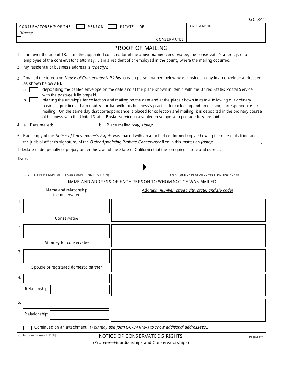 Form GC-341 Notice of Conservatees Rights - California, Page 3