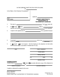 Document preview: Form PG-654 Minor's Objection to Appointment of Testamentary Guardian - Alaska