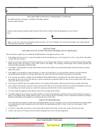 Form FL-470 Application and Order for Health Insurance Coverage - California, Page 2