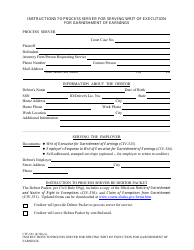Document preview: Form CIV-561 Instructions to Process Server for Serving Writ of Execution for Garnishment of Earnings - Alaska