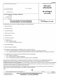 Document preview: Formulario JV-530 S Solicitud Certificada Para Expedientes De Un Estudiante - Falta De Asistencia - California (Spanish)