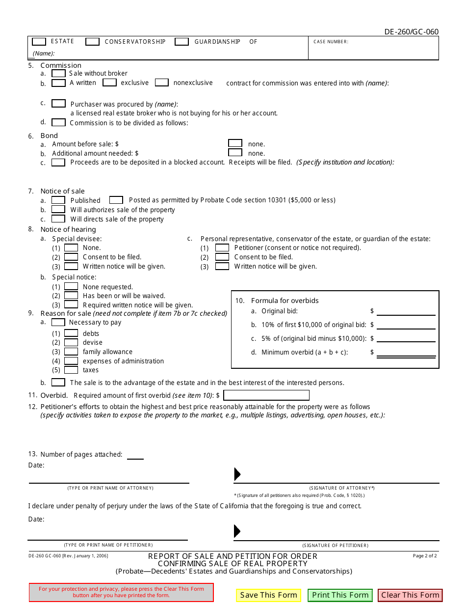 Form DE-260 (GC-060) - Fill Out, Sign Online and Download Fillable PDF ...