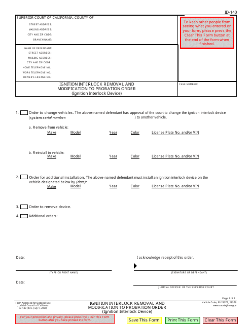 Form ID-140  Printable Pdf