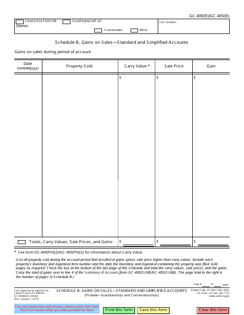 Form GC-400(B) Schedule B  Printable Pdf