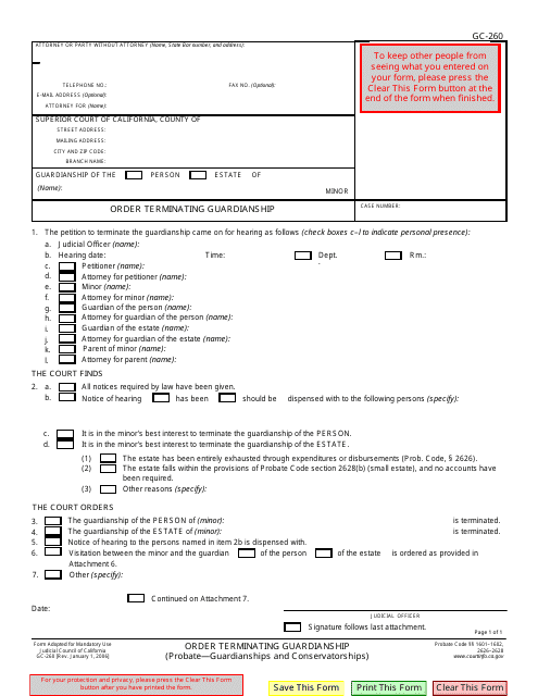 Form GC-260  Printable Pdf
