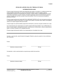 Document preview: Formulario FL-940 S Oficina Del Asesor Legal Del Tribunal De Familia Informacion Divulgada - California (Spanish)