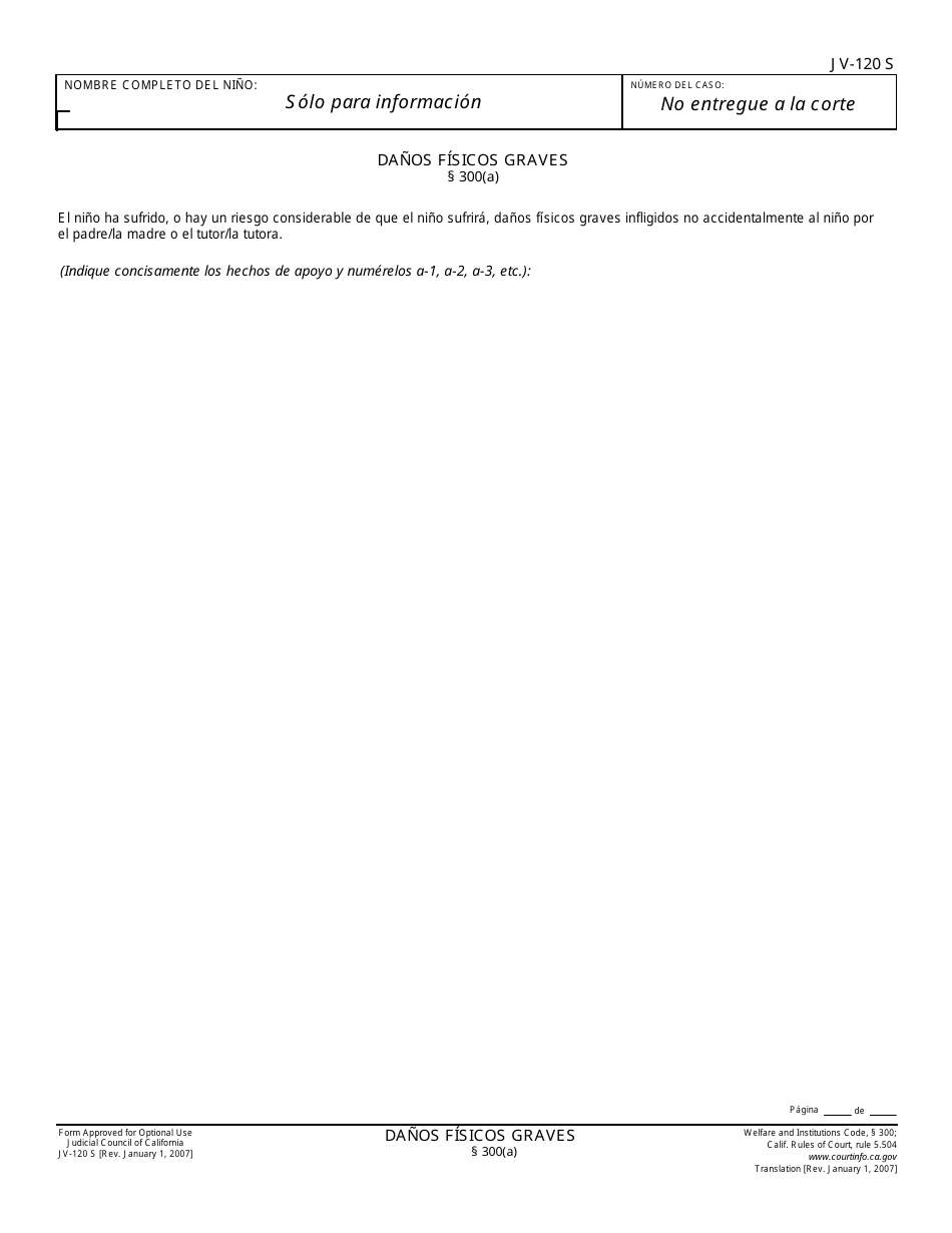 Formulario JV120 S Download Printable PDF or Fill Online Danos Fisicos