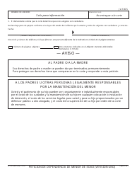 Formulario JV-100 S Peticion De Dependencia De Menor De Edad (Version Uno) - California (Spanish), Page 2