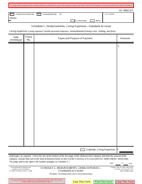 Form GC-400(C)(7) Schedule C  Printable Pdf