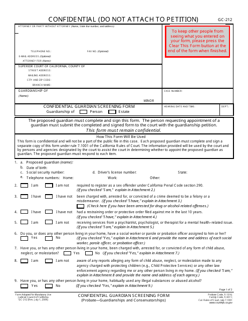 Form GC-212  Printable Pdf