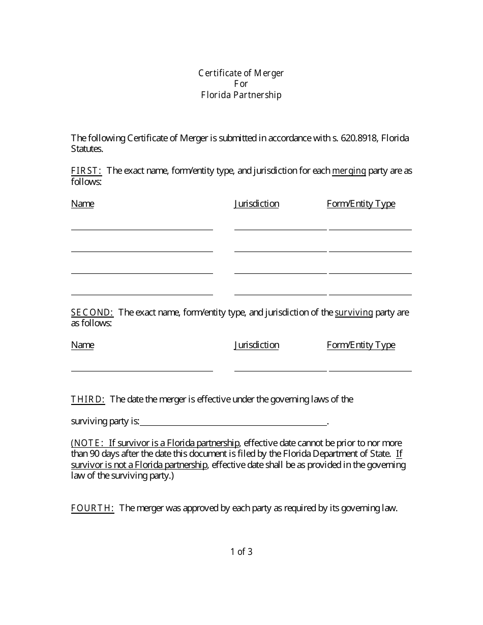 Form CR2E115 Certificate of Merger for Florida Partnership - Florida, Page 3