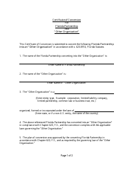 Form CR2E116 Certificate of Conversion for Florida Partnership Into &quot;other Organization&quot; - Florida, Page 3