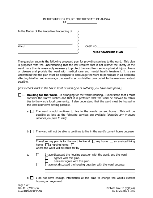 Form PG-401  Printable Pdf