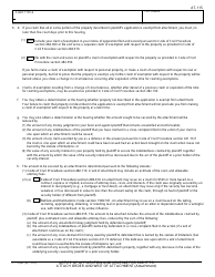 Form AT-115 Notice of Application and Hearing for Right to Attach Order and Writ of Attachment - California, Page 2