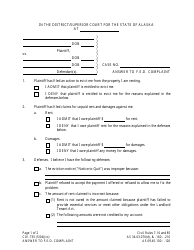 Form CIV-735 Answer to F.e.d. Complaint - Alaska