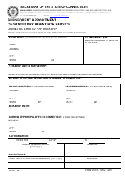 Document preview: Form LPAC-1-1.0 Subsequent Appointment of Statutory Agent for Service - Domestic Limited Partnership - Connecticut