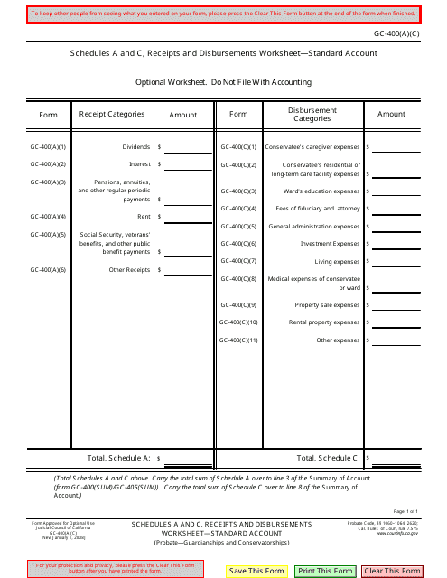 Form GC-400 Schedule A, C  Printable Pdf