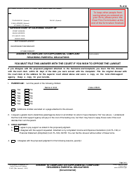 Document preview: Form FL-610 Answer to Complaint or Supplemental Complaint Regarding Parental Obligations - California
