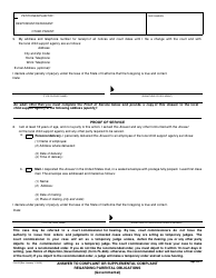 Form FL-610 Answer to Complaint or Supplemental Complaint Regarding Parental Obligations - California, Page 2