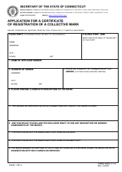 Form TMAC-1-1.0 Application for a Certificate of Registration of a Collective Mark - Connecticut