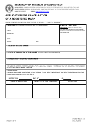 Document preview: Form TMC-1-1.0 Application for Cancellation of a Registered Mark - Connecticut