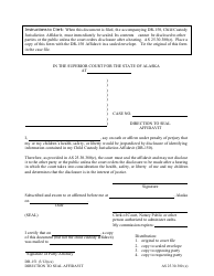 Document preview: Form DR-151 Direction to Seal Affidavit - Alaska