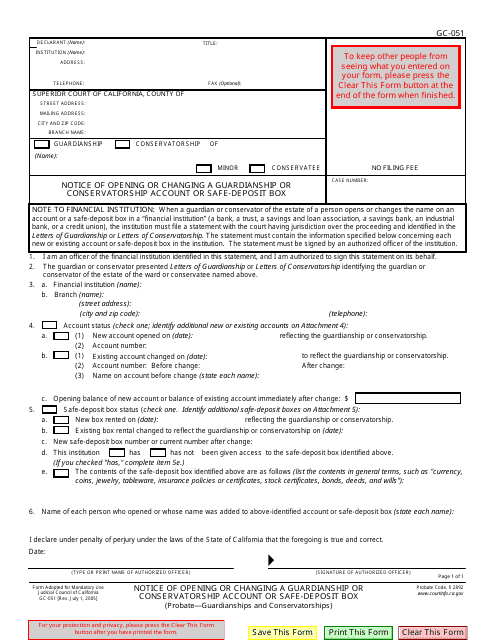 Form GC-051  Printable Pdf