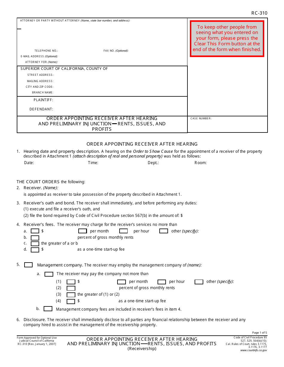 Form RC-310 - Fill Out, Sign Online and Download Fillable PDF ...