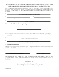 Form INHS80 Designation of Registered Agent and Registered Office for Alien Business Organization or Financial Institution - Florida, Page 2