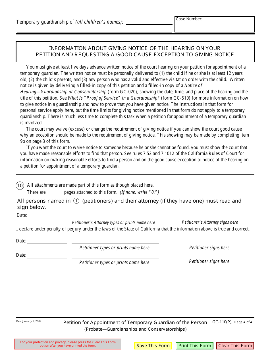 Form GC-110(P) - Fill Out, Sign Online and Download Fillable PDF ...