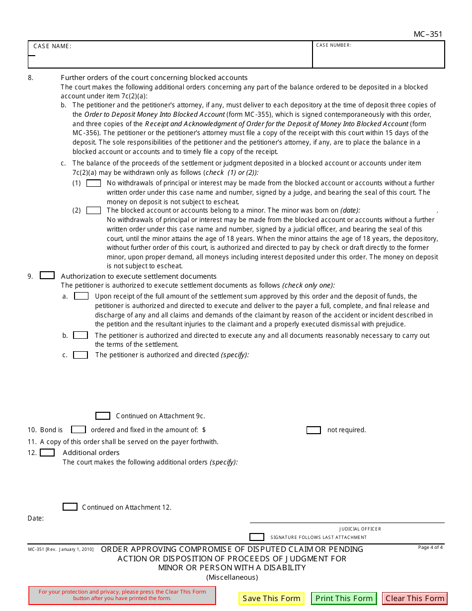 Form MC-351 - Fill Out, Sign Online and Download Fillable PDF ...