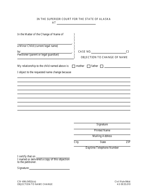 Form CIV-696  Printable Pdf